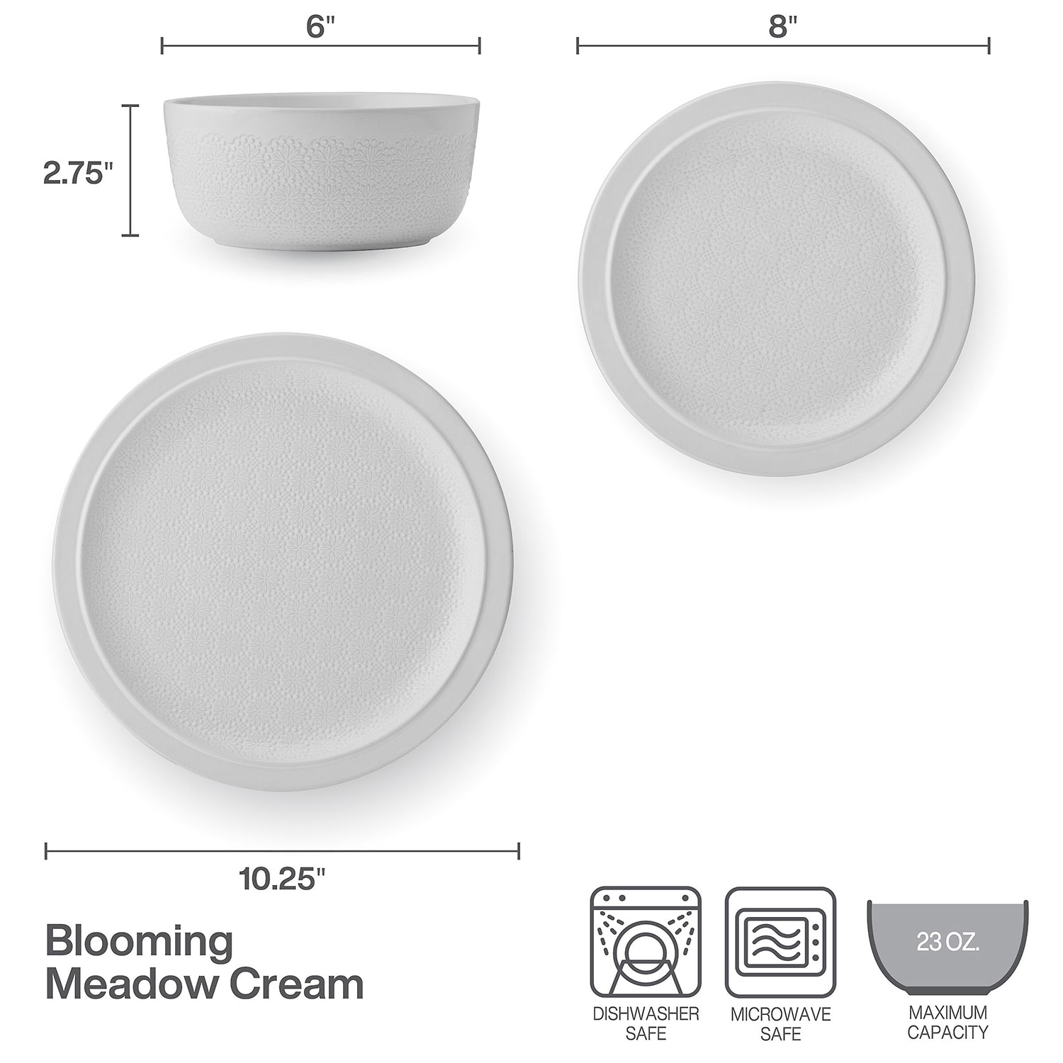 Pfaltzgraff Blooming Meadow, Light Beige 12-pc. Stoneware Dinnerware Set