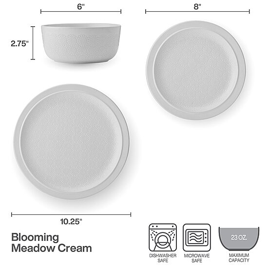 Pfaltzgraff Blooming Meadow, Light Beige 12-pc. Stoneware Dinnerware Set