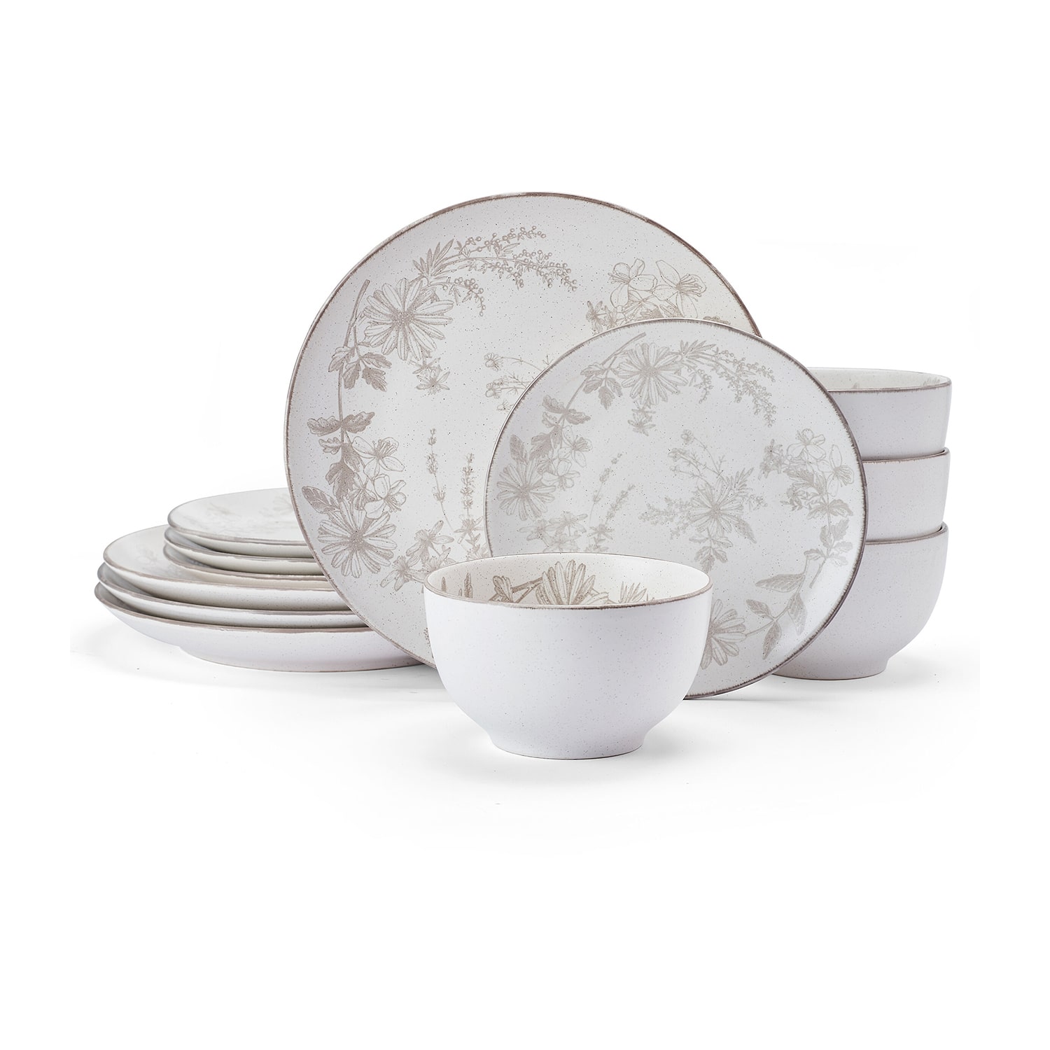 Pfaltzgraff Enchanted Bloom, Gray 12-pc. Stoneware Dinnerware Set