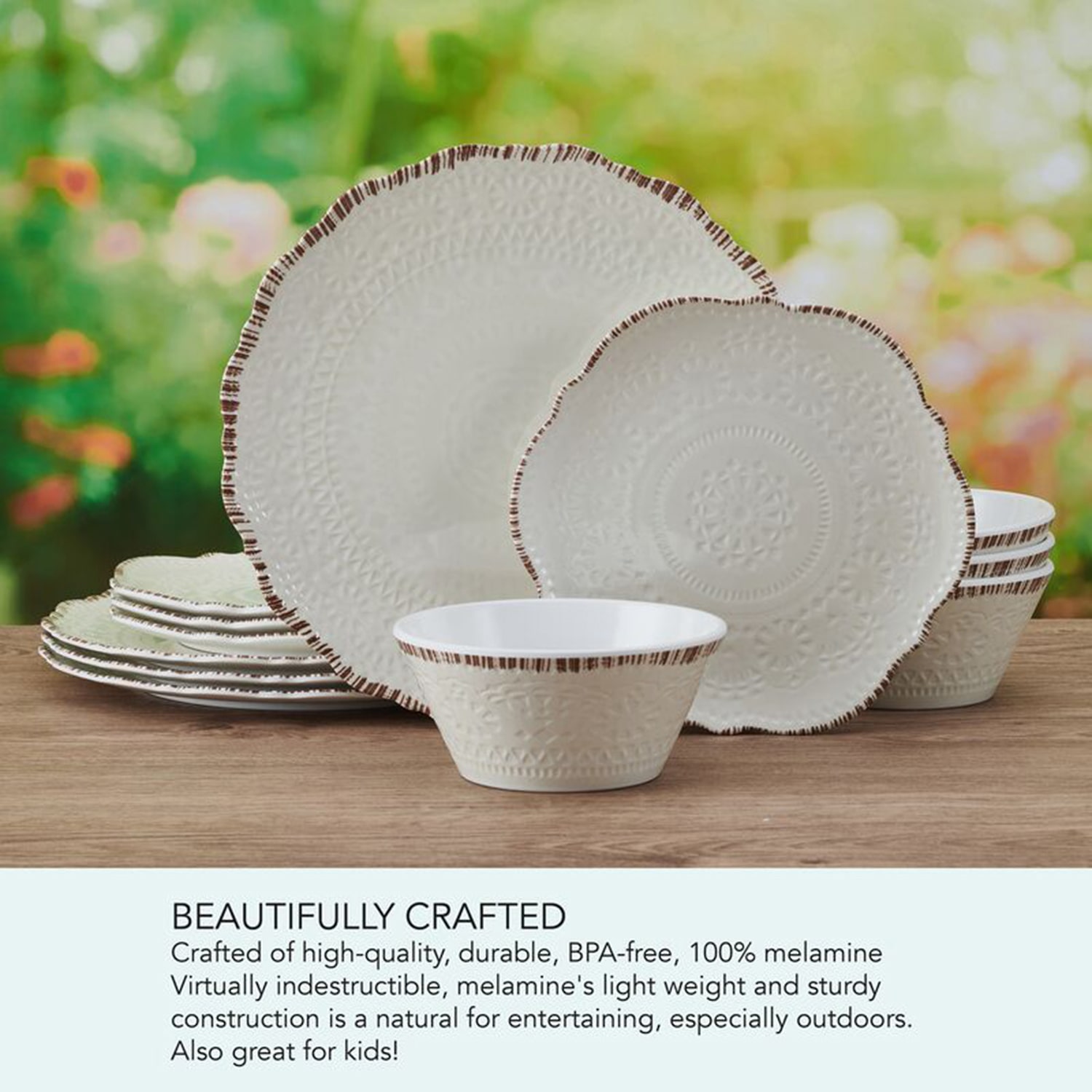 Pfaltzgraff Chateau, White 12-pc. Melamine Dinnerware Set