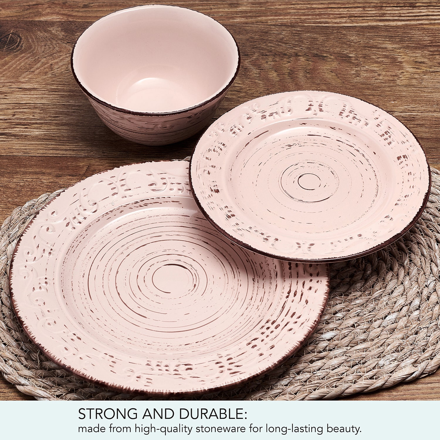 Pfaltzgraff Trellis, Pink 12-pc. Stoneware Dinnerware Set