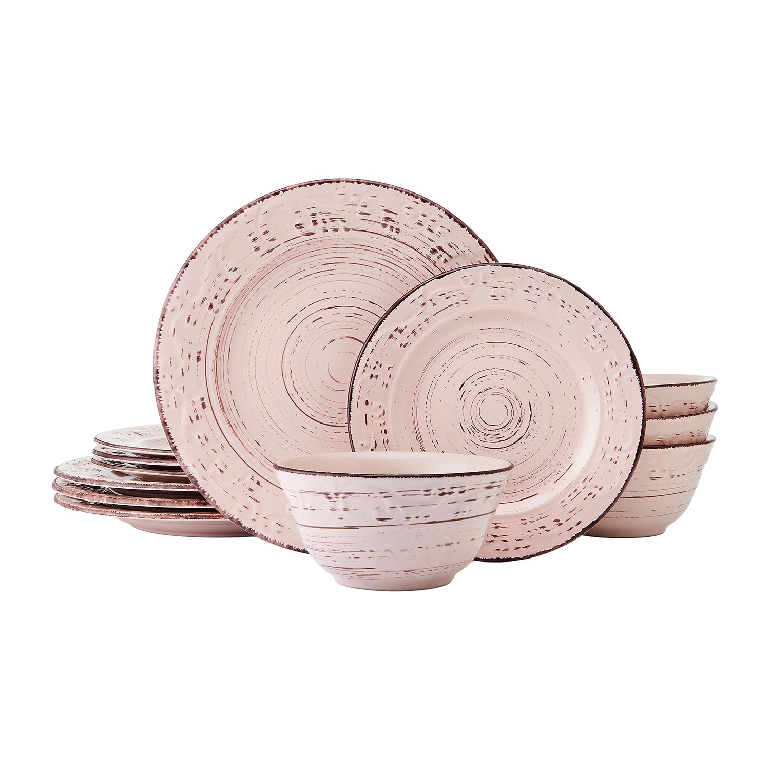 Pfaltzgraff Trellis, Pink 12-pc. Stoneware Dinnerware Set