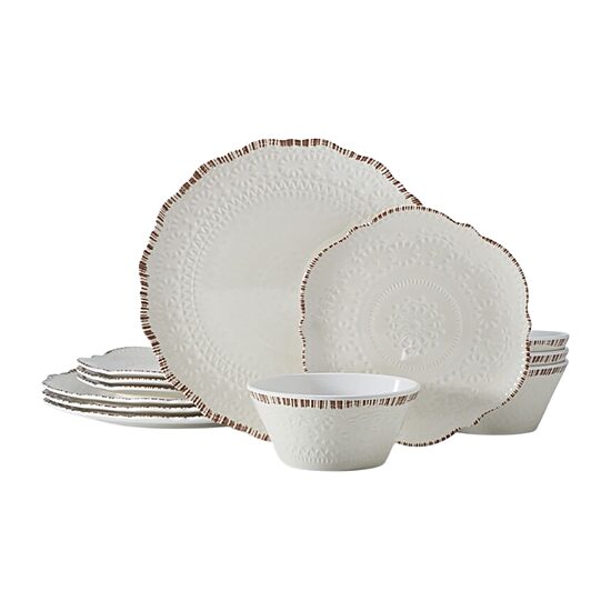 Pfaltzgraff Chateau, White 12-pc. Melamine Dinnerware Set