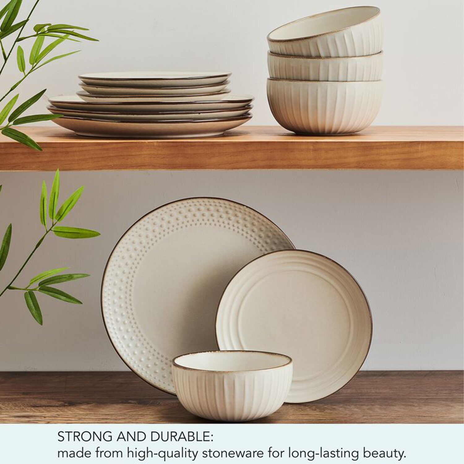 Pfaltzgraff Janelle, Light Beige 12-pc. Bone China Dinnerware Set