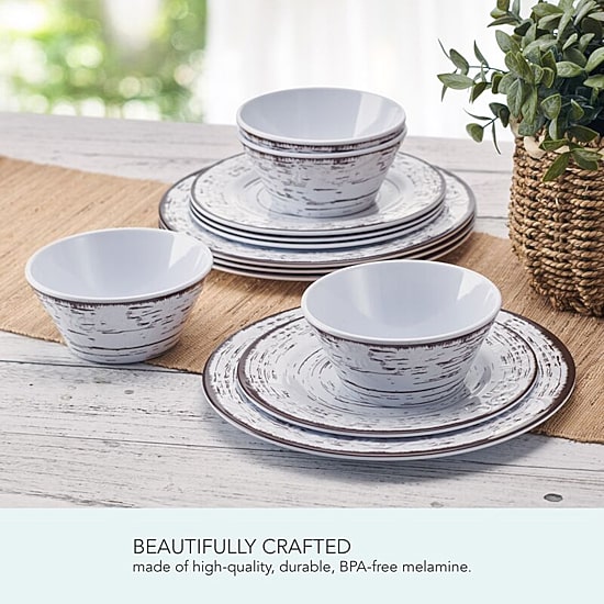Pfaltzgraff Trellis, White 12-pc. Melamine Dinnerware Set