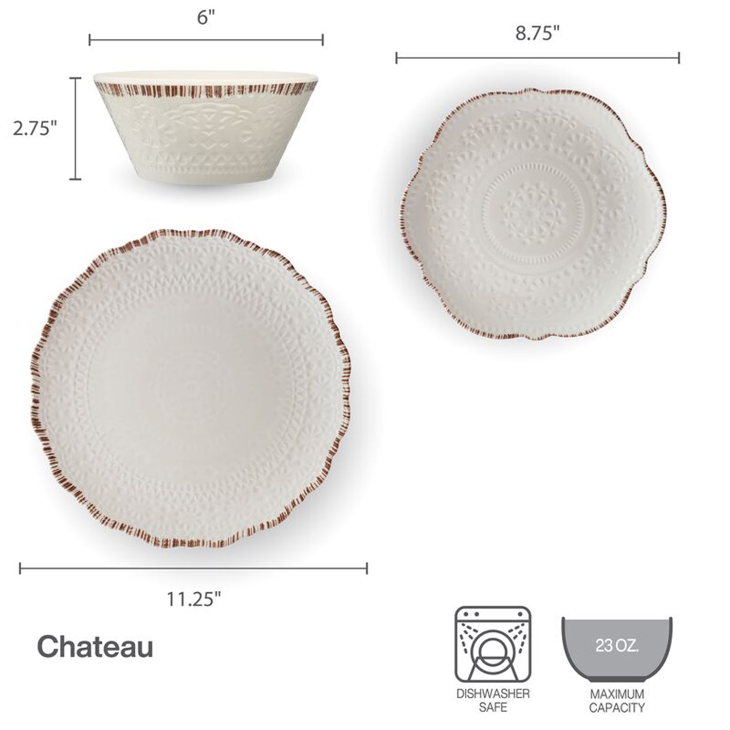 Pfaltzgraff Chateau, White 12-pc. Melamine Dinnerware Set