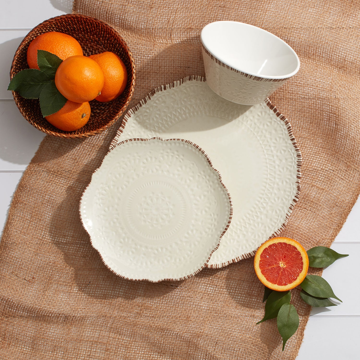 Pfaltzgraff Chateau, White 12-pc. Melamine Dinnerware Set
