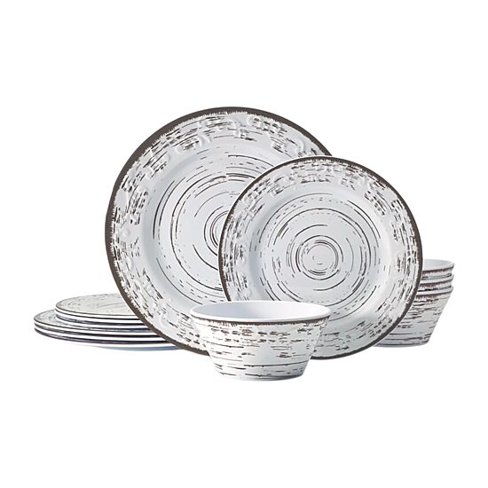 Pfaltzgraff Trellis, White 12-pc. Melamine Dinnerware Set