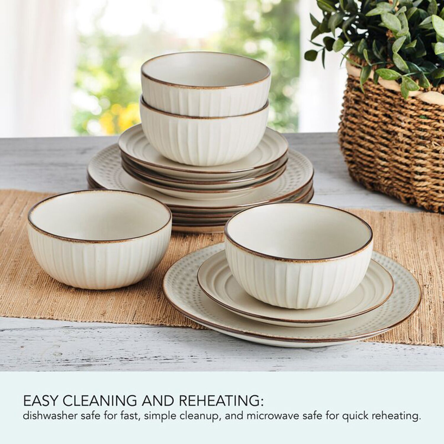 Pfaltzgraff Janelle, Light Beige 12-pc. Bone China Dinnerware Set