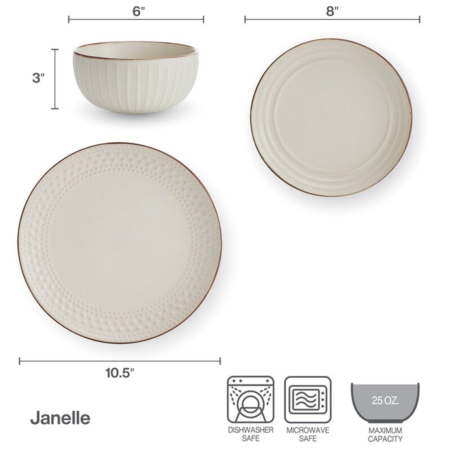 Pfaltzgraff Janelle, Light Beige 12-pc. Bone China Dinnerware Set