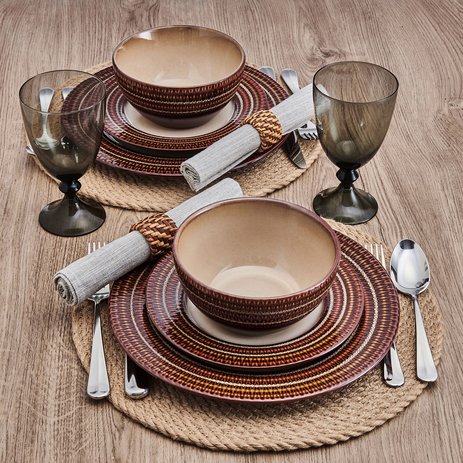 Pfaltzgraff Skylar, Brown 12-pc. Stoneware Dinnerware Set