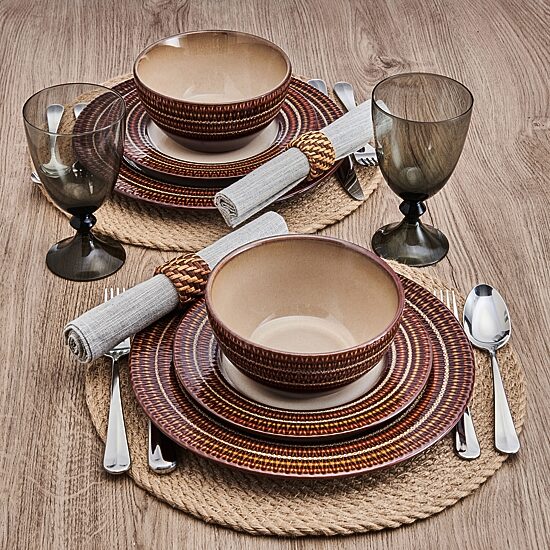 Pfaltzgraff Skylar, Brown 12-pc. Stoneware Dinnerware Set
