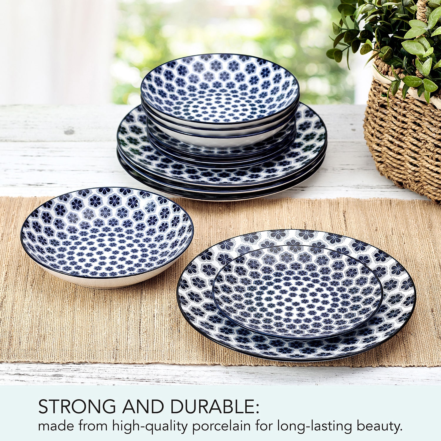Pfaltzgraff Blooming Delight, Blue 12-pc. Porcelain Dinnerware Set