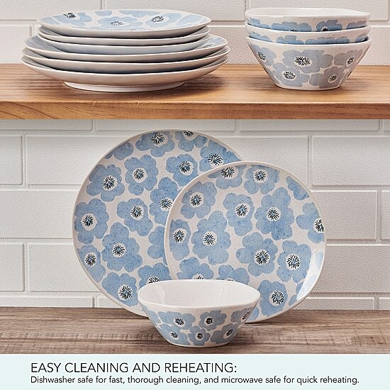 Pfaltzgraff Radiant Floral, Light Blue 12-pc. Stoneware Dinnerware Set