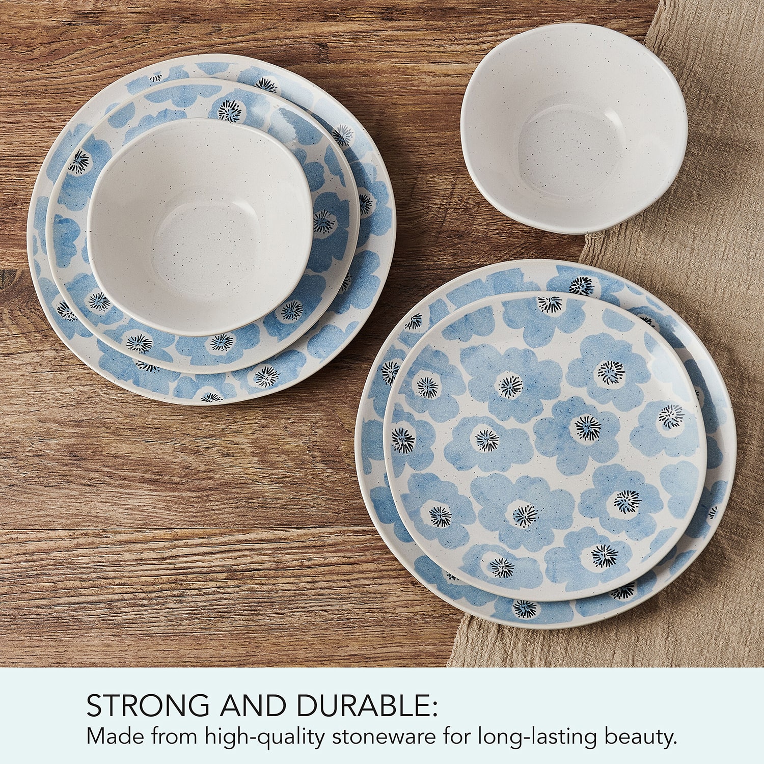 Pfaltzgraff Radiant Floral, Light Blue 12-pc. Stoneware Dinnerware Set