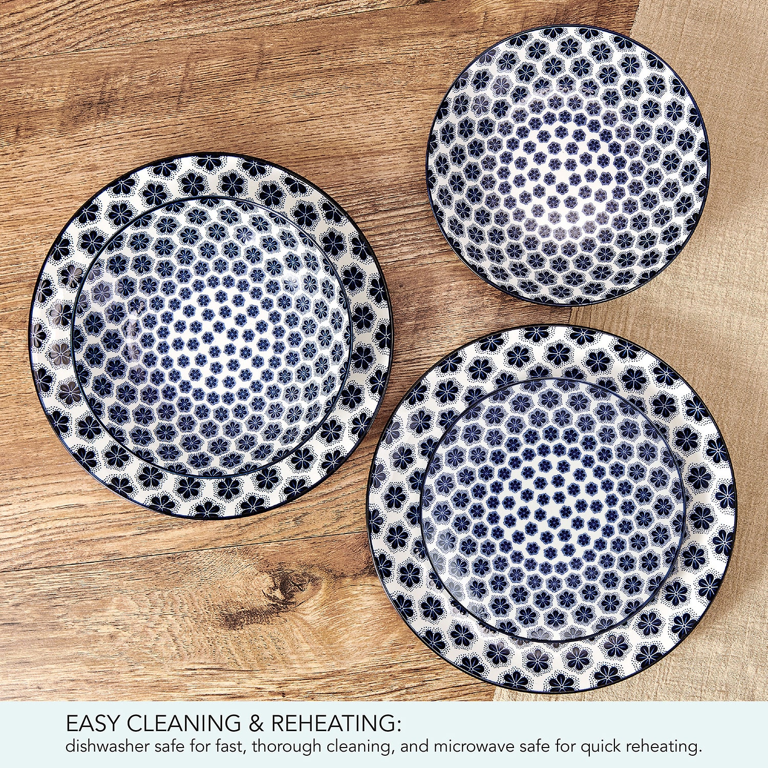 Pfaltzgraff Blooming Delight, Blue 12-pc. Porcelain Dinnerware Set