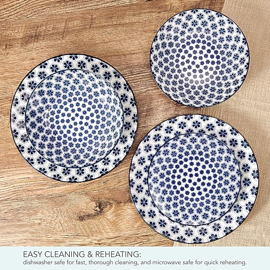Pfaltzgraff Blooming Delight, Blue 12-pc. Porcelain Dinnerware Set