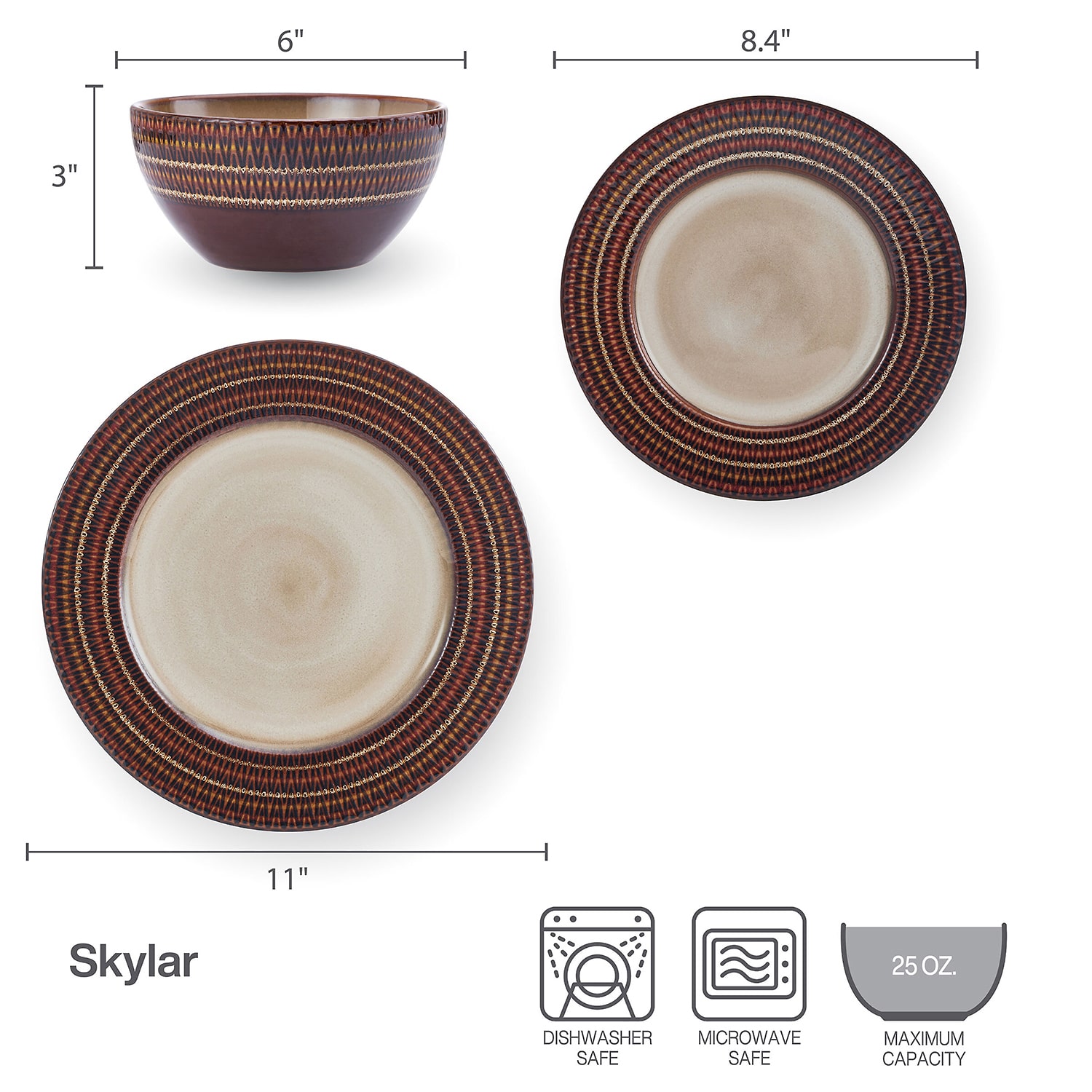 Pfaltzgraff Skylar, Brown 12-pc. Stoneware Dinnerware Set