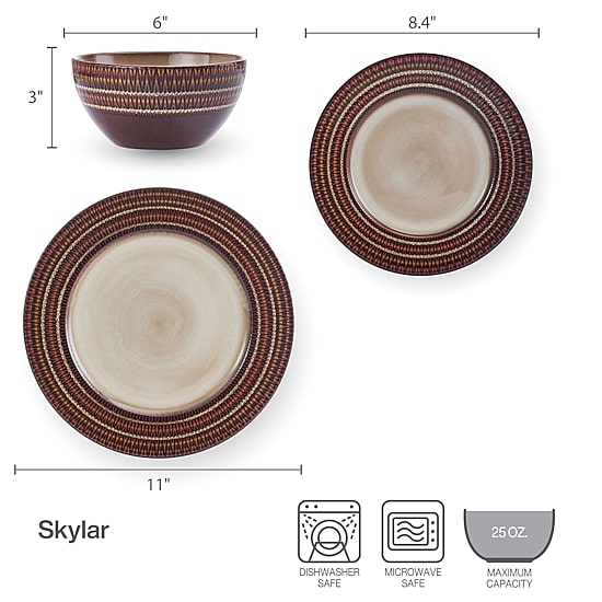 Pfaltzgraff Skylar, Brown 12-pc. Stoneware Dinnerware Set