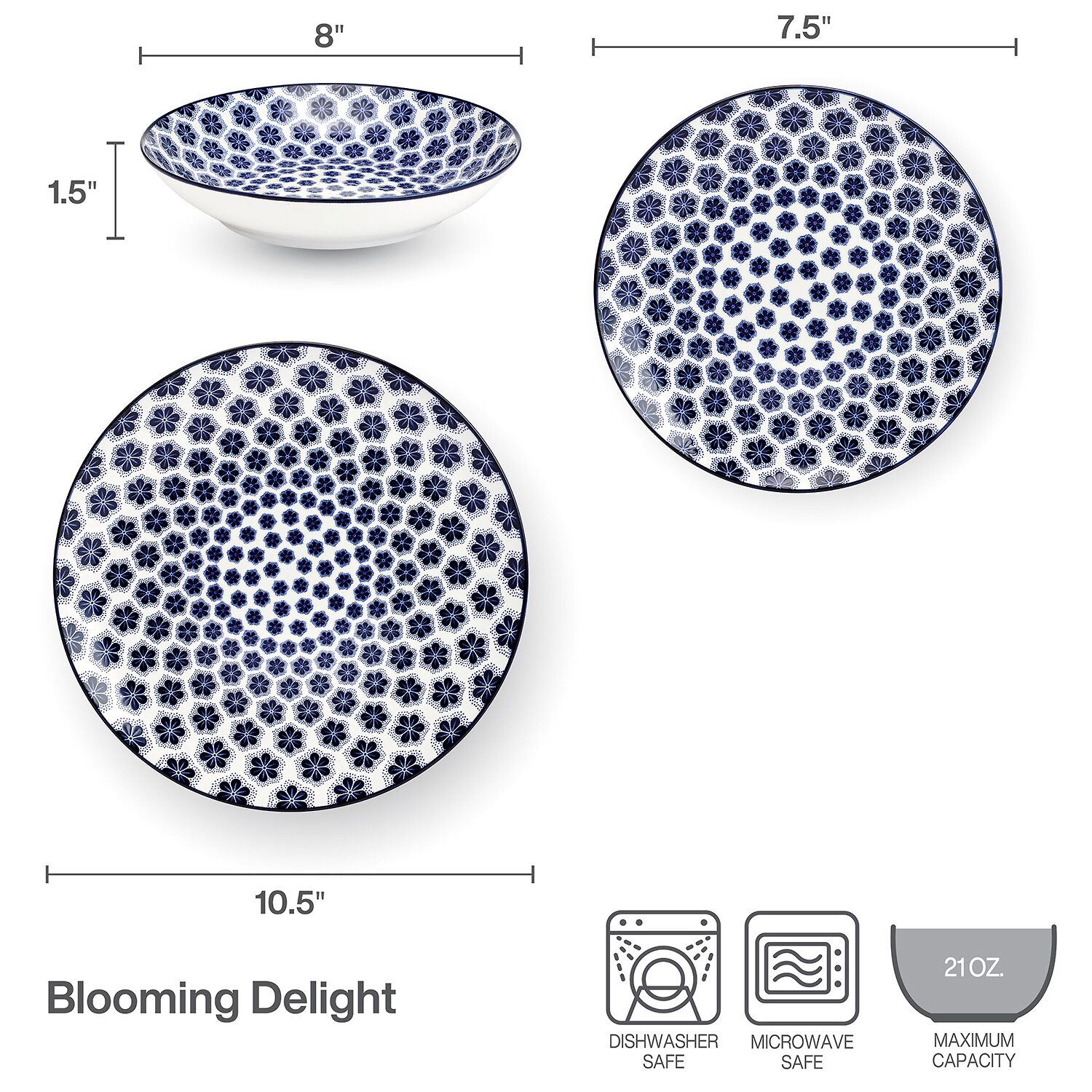 Pfaltzgraff Blooming Delight, Blue 12-pc. Porcelain Dinnerware Set