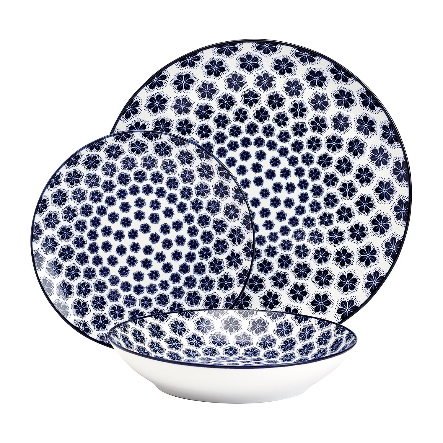 Pfaltzgraff Blooming Delight, Blue 12-pc. Porcelain Dinnerware Set