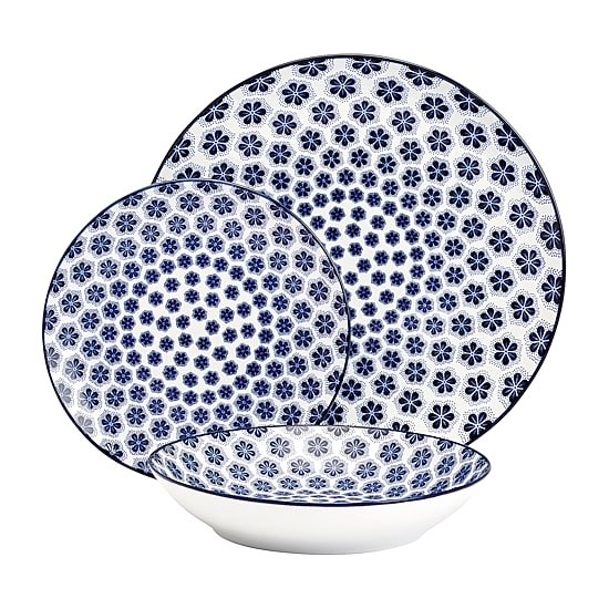 Pfaltzgraff Blooming Delight, Blue 12-pc. Porcelain Dinnerware Set