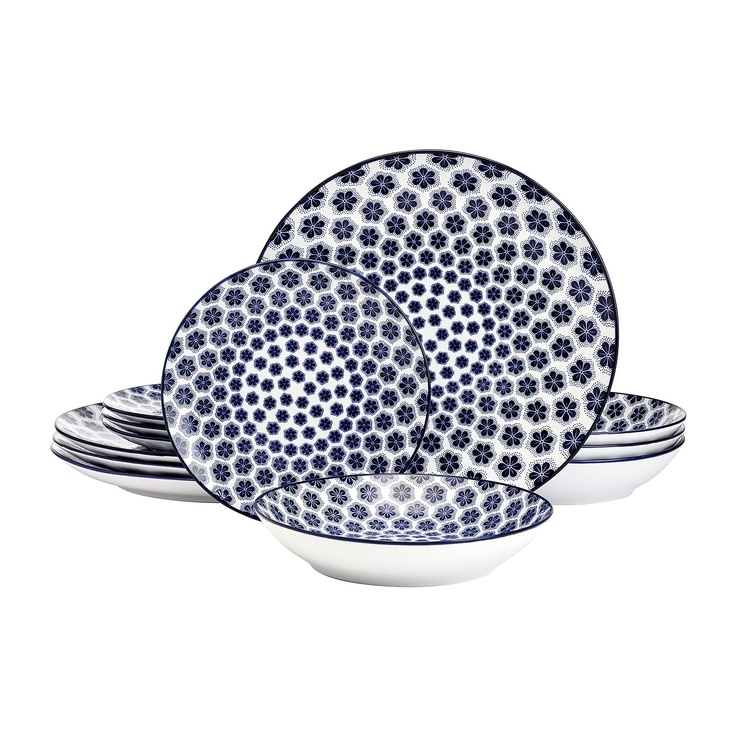Pfaltzgraff Blooming Delight, Blue 12-pc. Porcelain Dinnerware Set
