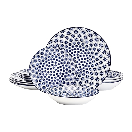 Pfaltzgraff Blooming Delight, Blue 12-pc. Porcelain Dinnerware Set