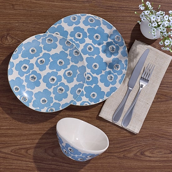 Pfaltzgraff Radiant Floral, Light Blue 12-pc. Stoneware Dinnerware Set