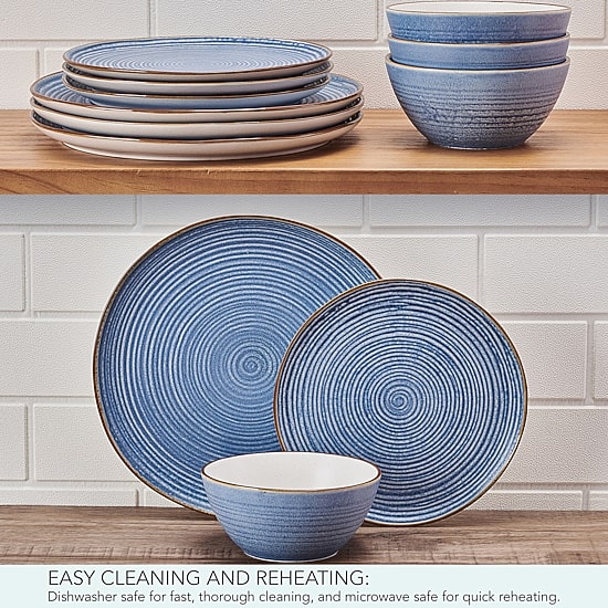 Pfaltzgraff Rowan, Light Blue 12-pc. Stoneware Dinnerware Set
