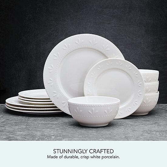 Pfaltzgraff Maddy, White 12-pc. Porcelain Dinnerware Set