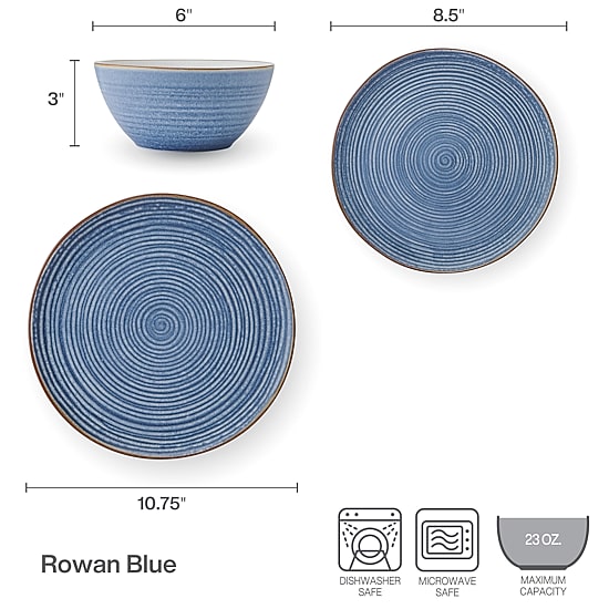 Pfaltzgraff Rowan, Light Blue 12-pc. Stoneware Dinnerware Set