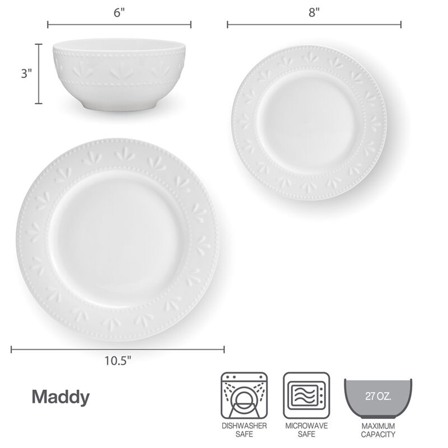 Pfaltzgraff Maddy, White 12-pc. Porcelain Dinnerware Set
