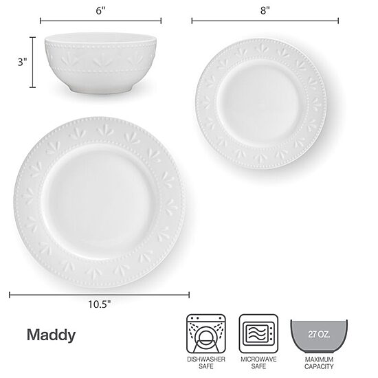 Pfaltzgraff Maddy, White 12-pc. Porcelain Dinnerware Set