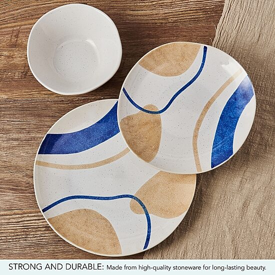 Pfaltzgraff Artful Circles, Light Blue 12-pc. Stoneware Dinnerware Set