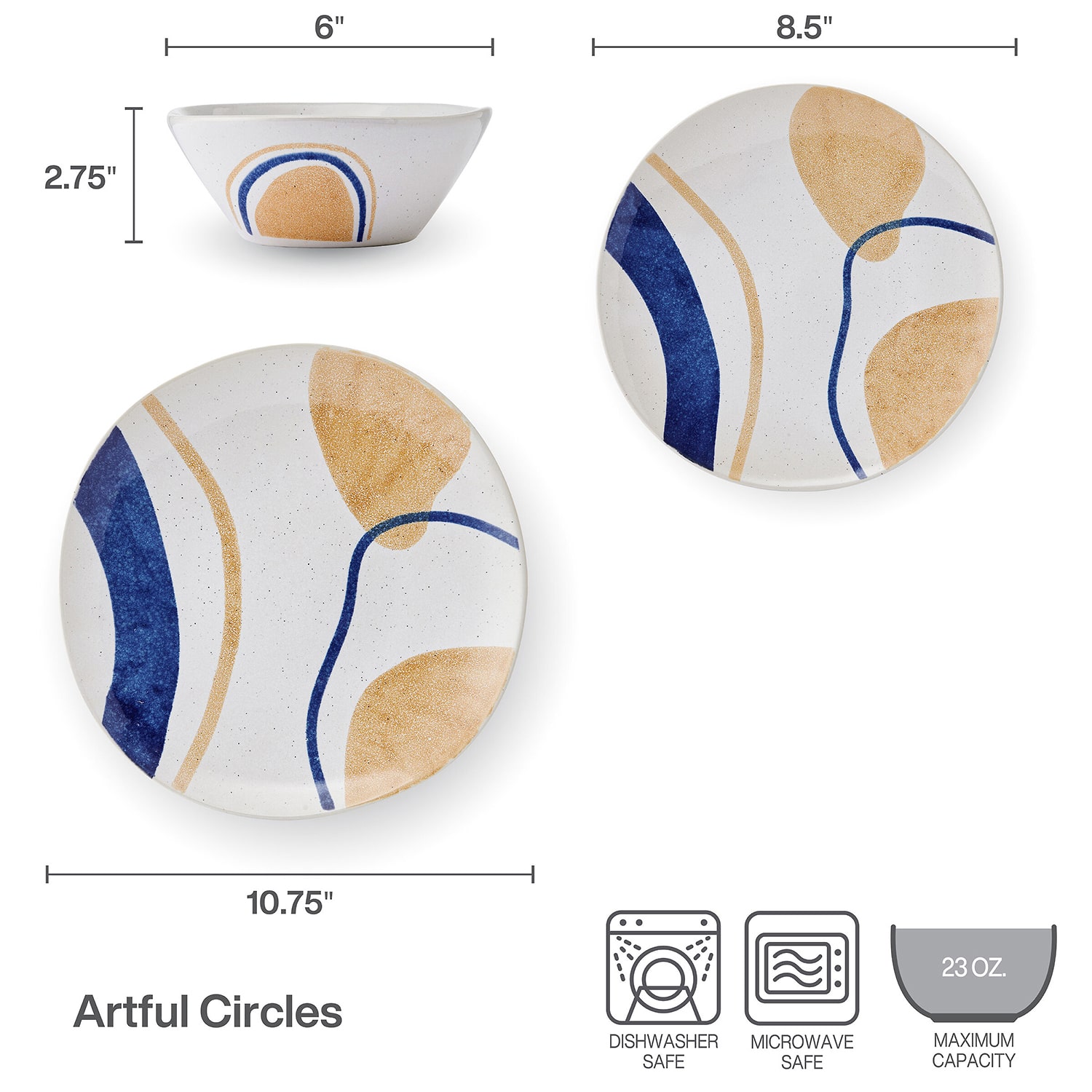 Pfaltzgraff Artful Circles, Light Blue 12-pc. Stoneware Dinnerware Set