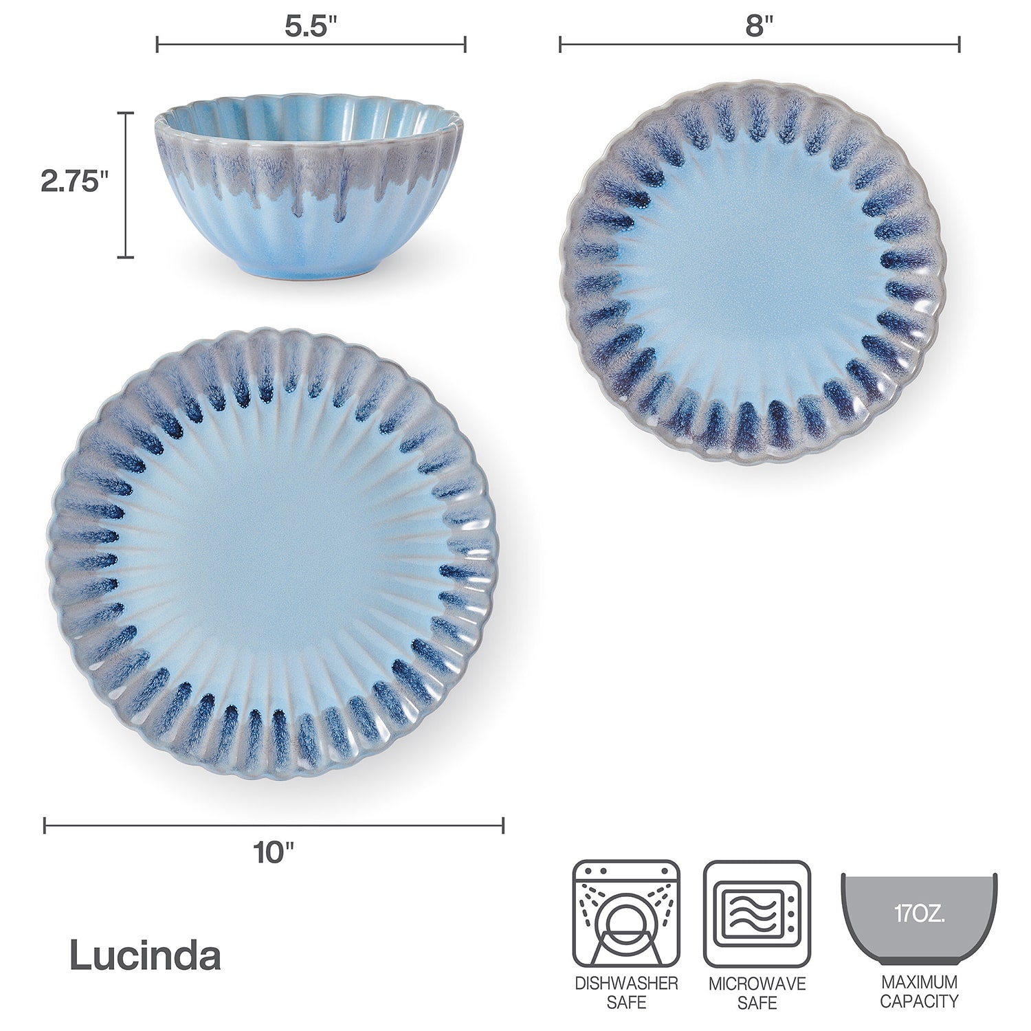 Pfaltzgraff Lucinda, Blue 12-pc. Stoneware Dinnerware Set