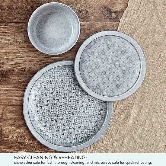 Pfaltzgraff Blooming Meadow, Light Blue 12-pc. Stoneware Dinnerware Set