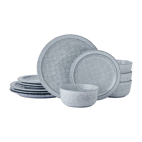 Pfaltzgraff Blooming Meadow, Light Blue 12-pc. Stoneware Dinnerware Set