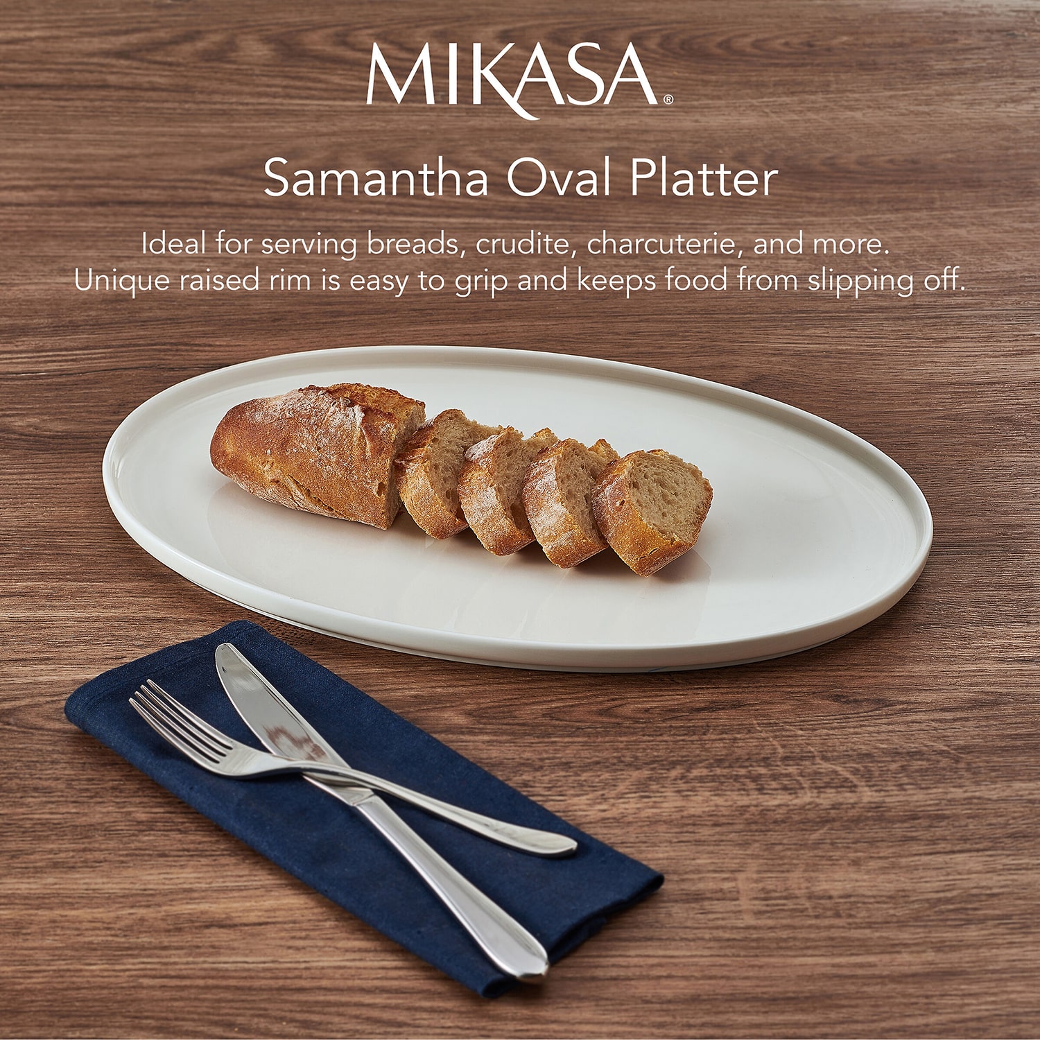 Lifetime Brand Samantha, White Serving Tray