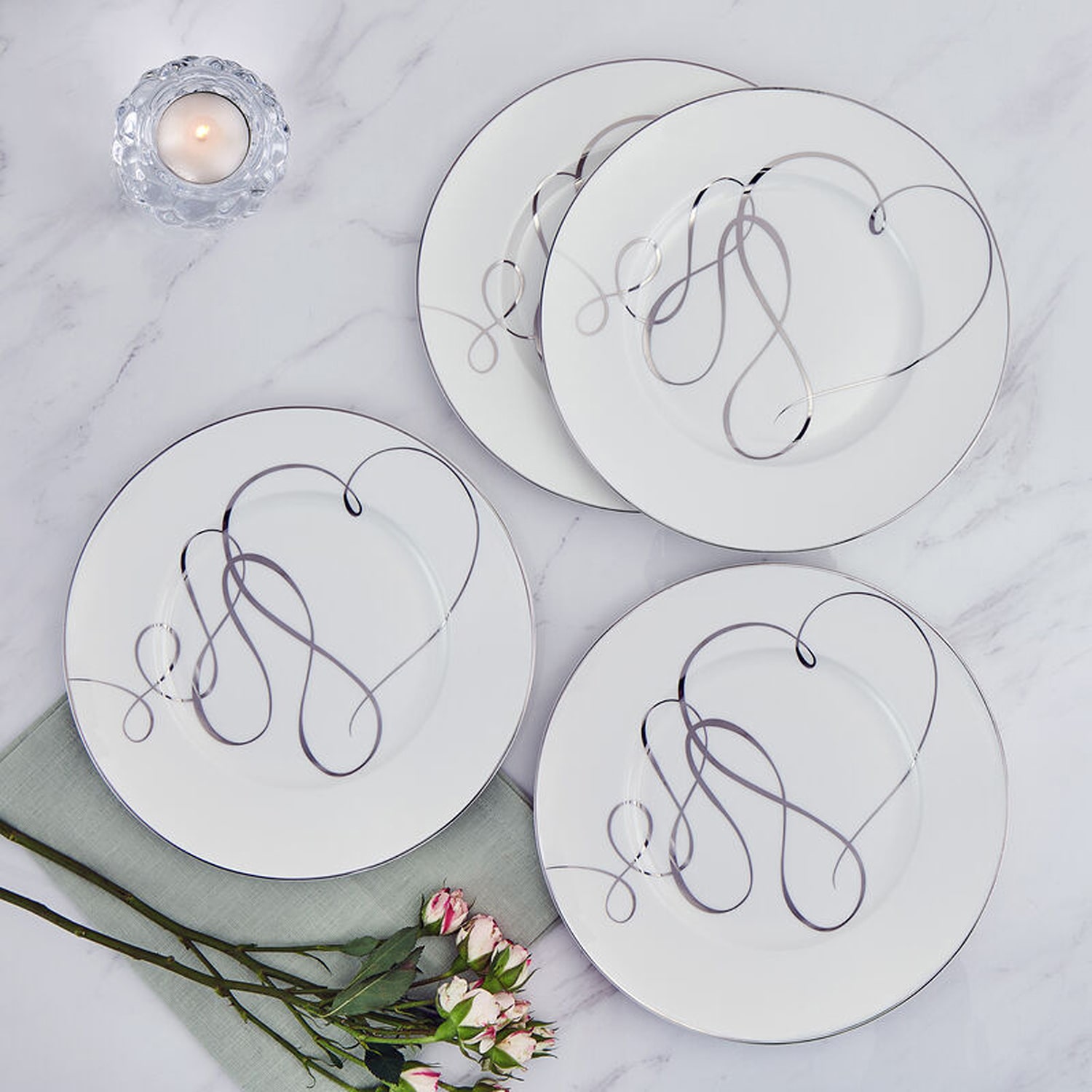 Mikasa Love Story, White 4-pc. Porcelain Salad Plate