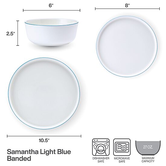 Lifetime Brand Samantha, Light Blue 12-pc. Bone China Dinnerware Set