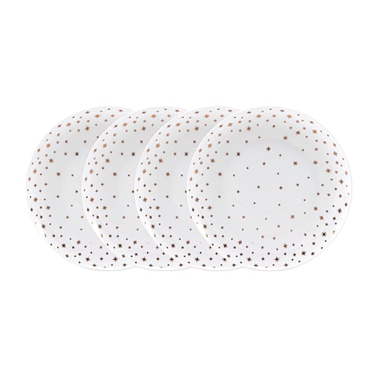 Lifetime Brand Millie Gold, White 4-pc. Bone China Salad Plate