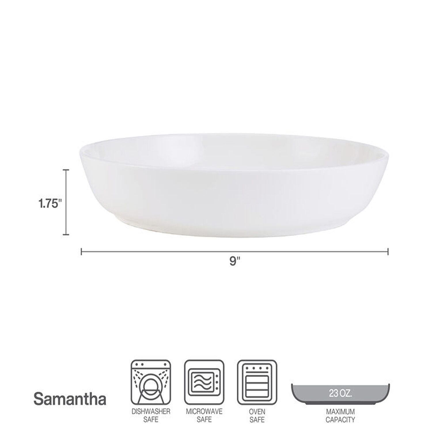 Lifetime Brand Samantha, White 4-pc. Bone China Pasta Bowl