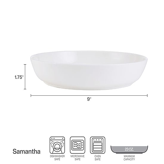 Lifetime Brand Samantha, White 4-pc. Bone China Pasta Bowl