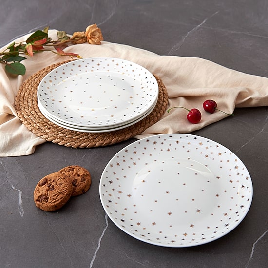 Lifetime Brand Millie Gold, White 4-pc. Bone China Salad Plate