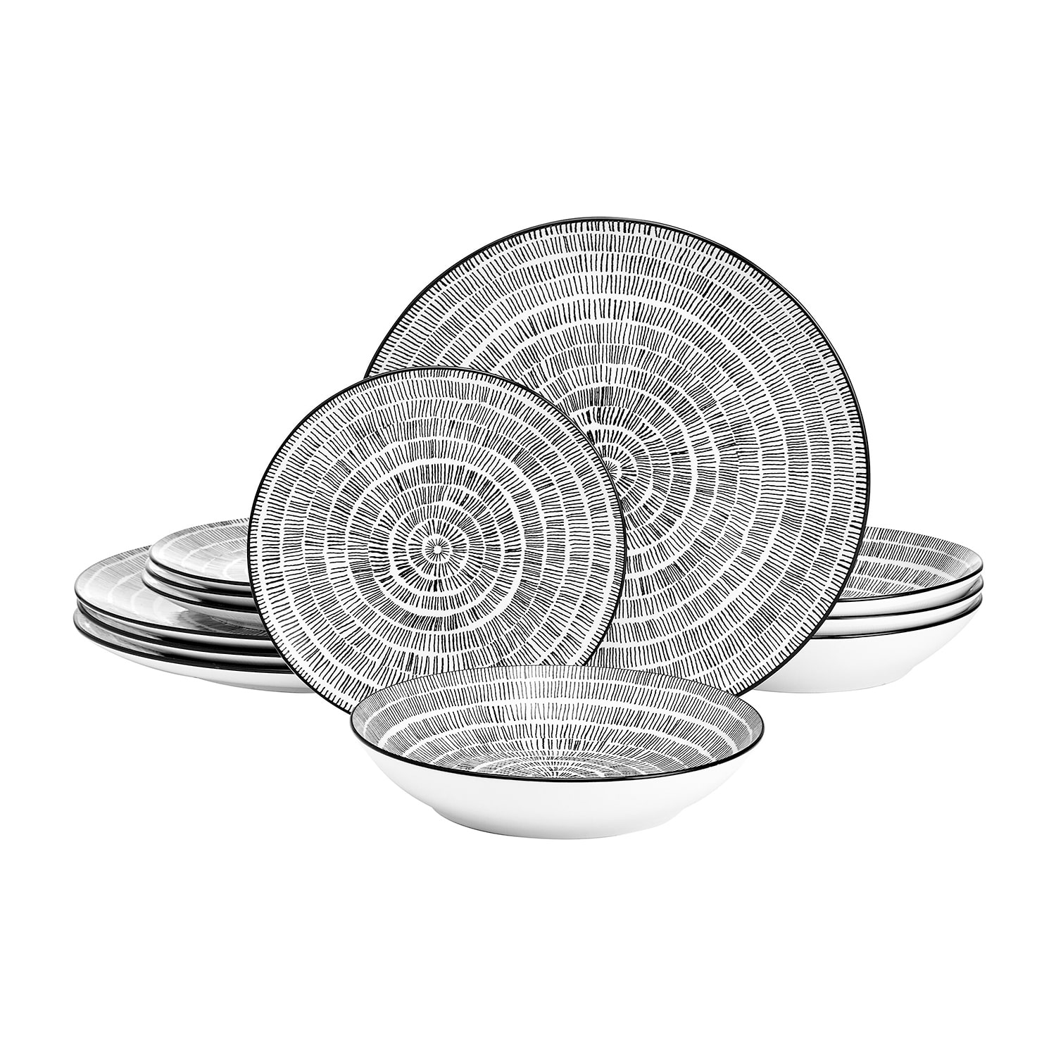 Pfaltzgraff Sketch Serenade, Black 12-pc. Porcelain Dinnerware Set