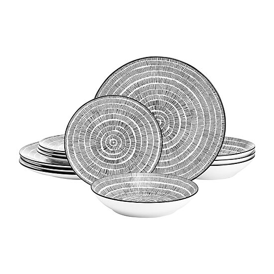 Pfaltzgraff Sketch Serenade, Black 12-pc. Porcelain Dinnerware Set