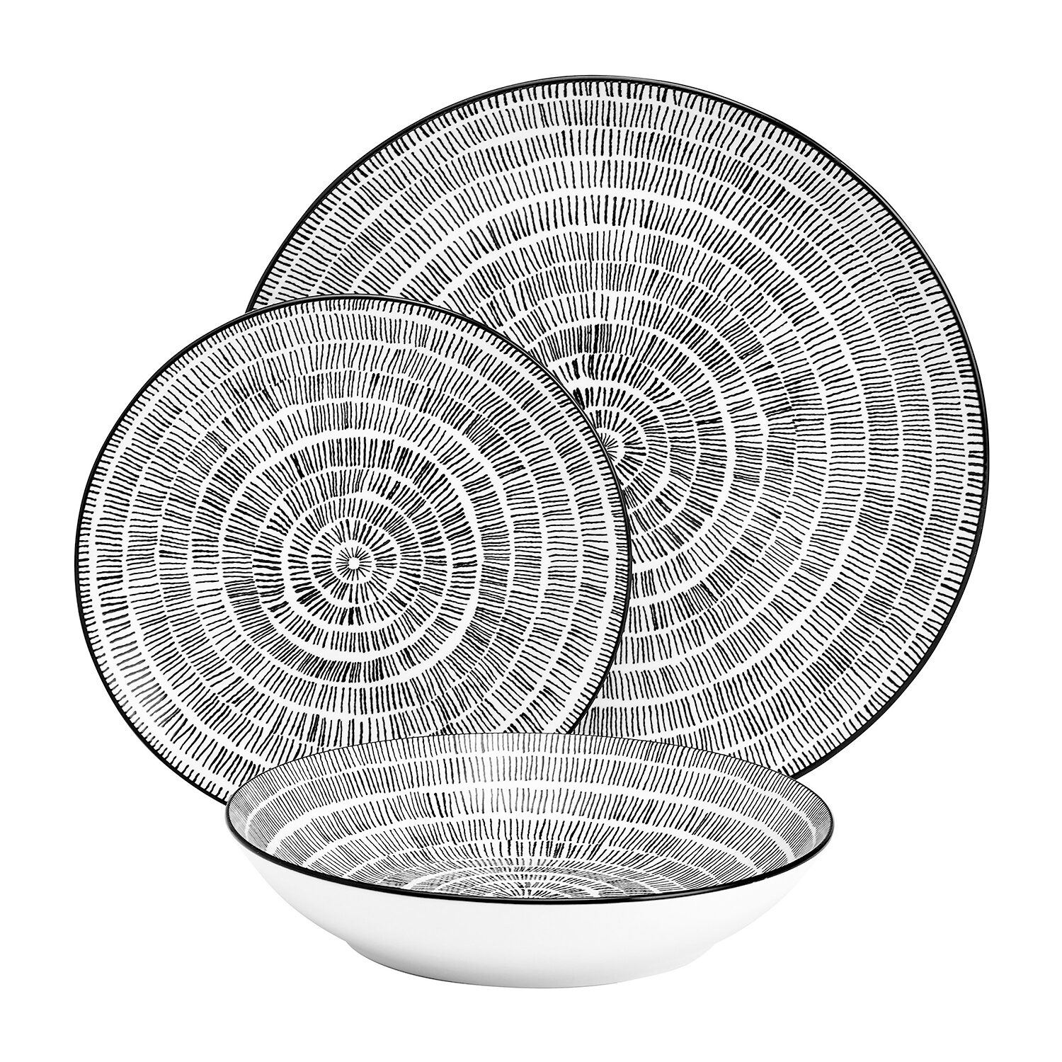 Pfaltzgraff Sketch Serenade, Black 12-pc. Porcelain Dinnerware Set