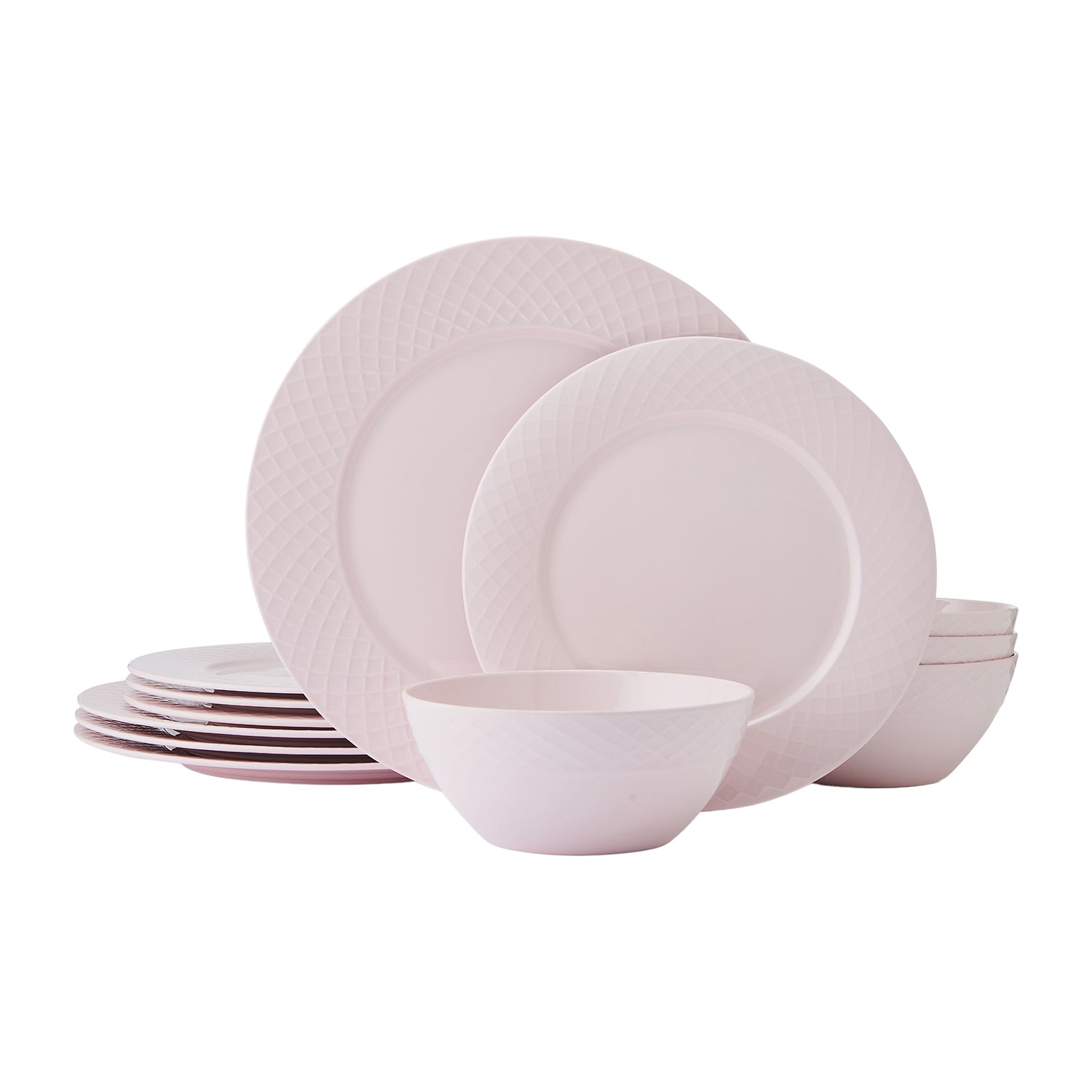 Mikasa Trellis, Pink 12-pc. Bone China Dinnerware Set